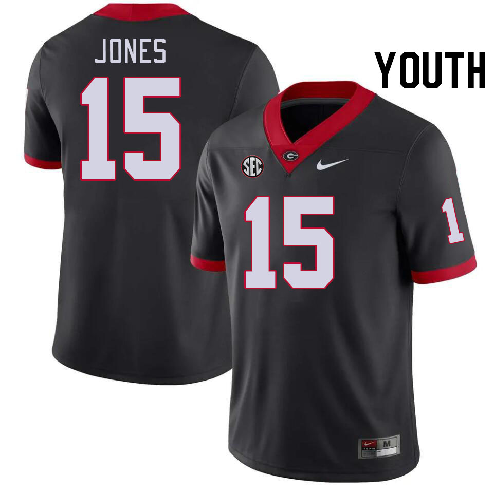 Youth #15 Demello Jones Georgia Bulldogs College Football Jerseys Stitched-Black